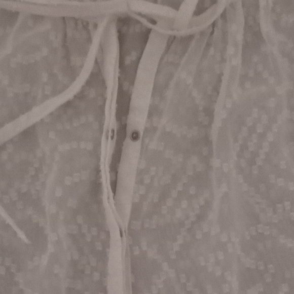 Jessica Simpson White Sheer Long Sleeve Blouse With Elastic Cuff Size XS - Picture 5 of 8